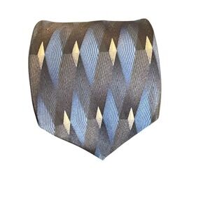 Mark Jason Handmade 100% Silk Geometric Tie - 53.5" x 2.75"‎ Blue/Brown